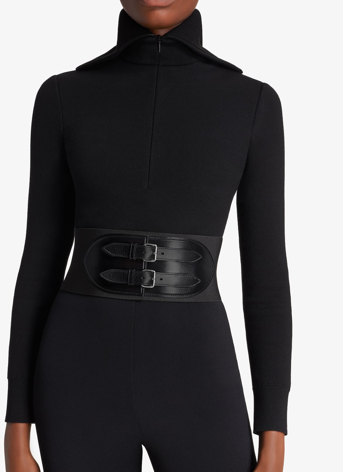 CORSET ELASTIQUE BELT IN STRETCH AND CALFSKIN ALAÏA BLACK CORSET ELASTIQUE BELT IN STRETCH AND CALFSKIN